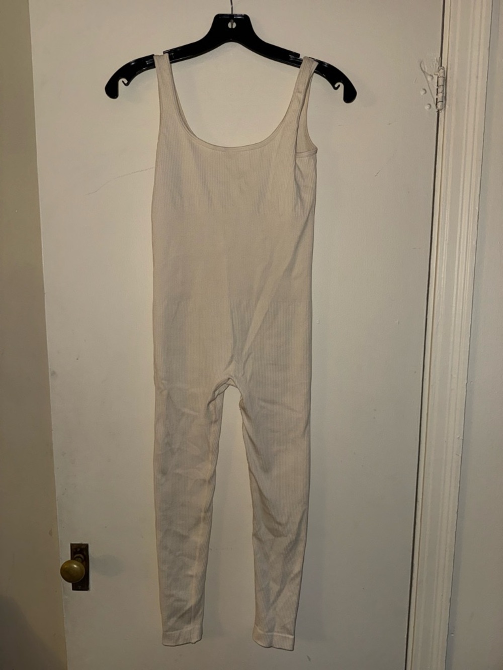 Ribbed Sleeveless Jumpsuit in Cream